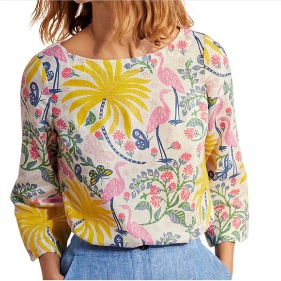 Boden Tops - Boden Linen Laurie Floral Top